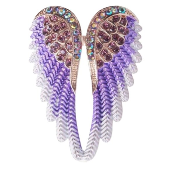 Vintage Gold & Purple Angel Wing Brooch - Picture 1 of 3